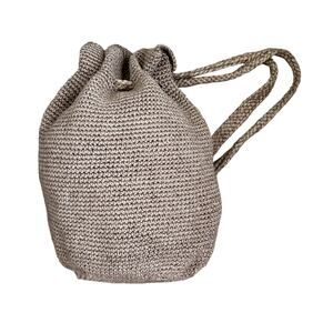Happy & Free Beige Bamboo String Crochet Boho hippie cottage  Backpack